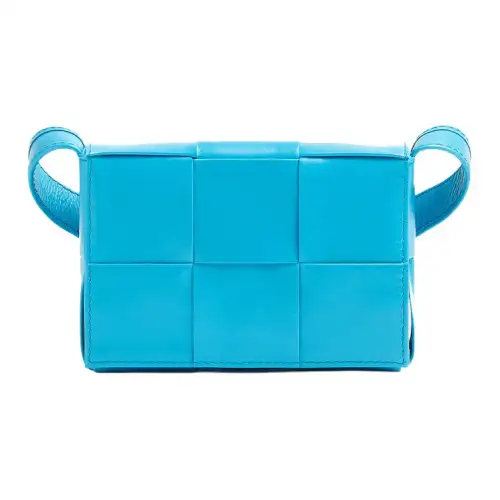 Bottega Veneta CASSETTE Waxed Leather Shoulder Bag, Crossbody Bag Mini Men's Blue