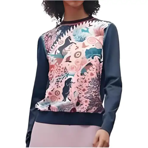 HERMES Sweaters Women's Blue Ocean Crew Neck Moderate Other