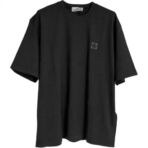 STONE ISLAND T Shirts Men's Black Crew Neck