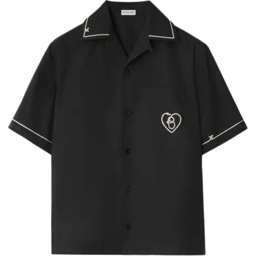 Burberry embroidered-heart short-sleeve shirt