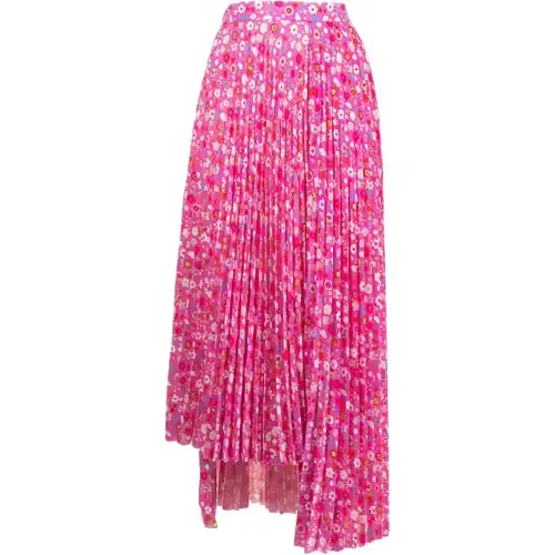 Balenciaga Casual Long Skirts Women's Pink Moderate Long Pleated Skirt
