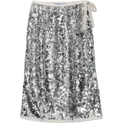 Prada sequin-embellished wrap midi skirt