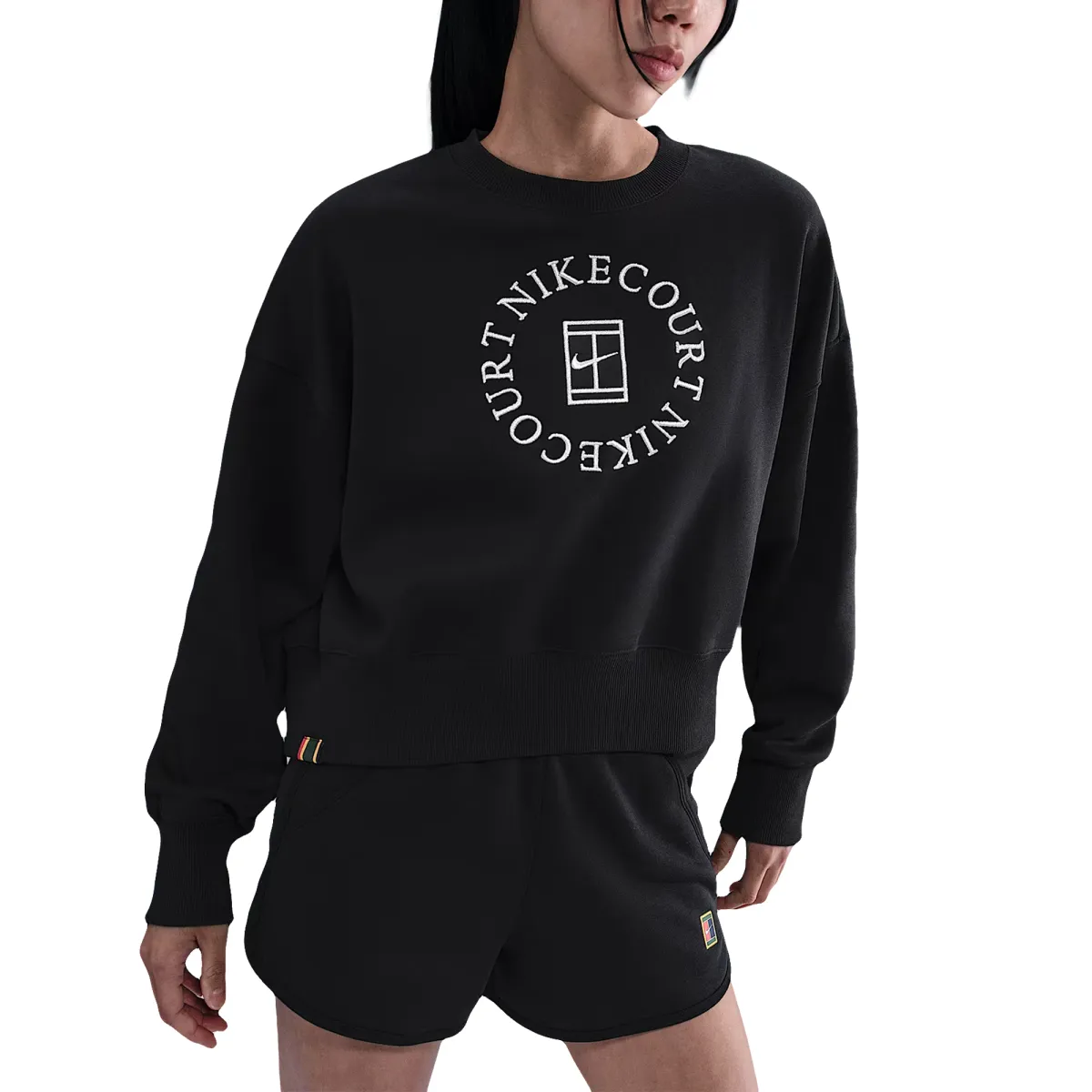 Nike COURT HERITAGE Phoenix Fleece Oversize Brand Logo Letter Fleece Lined Crew Neck Sports Long Sleeved Sweatshirt