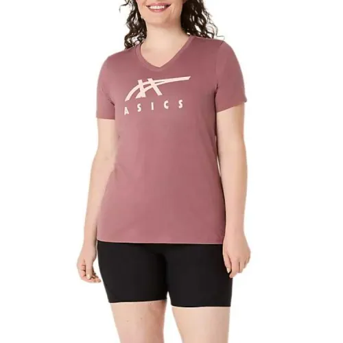 Asics STRIPES V NECK T Shirt Women's