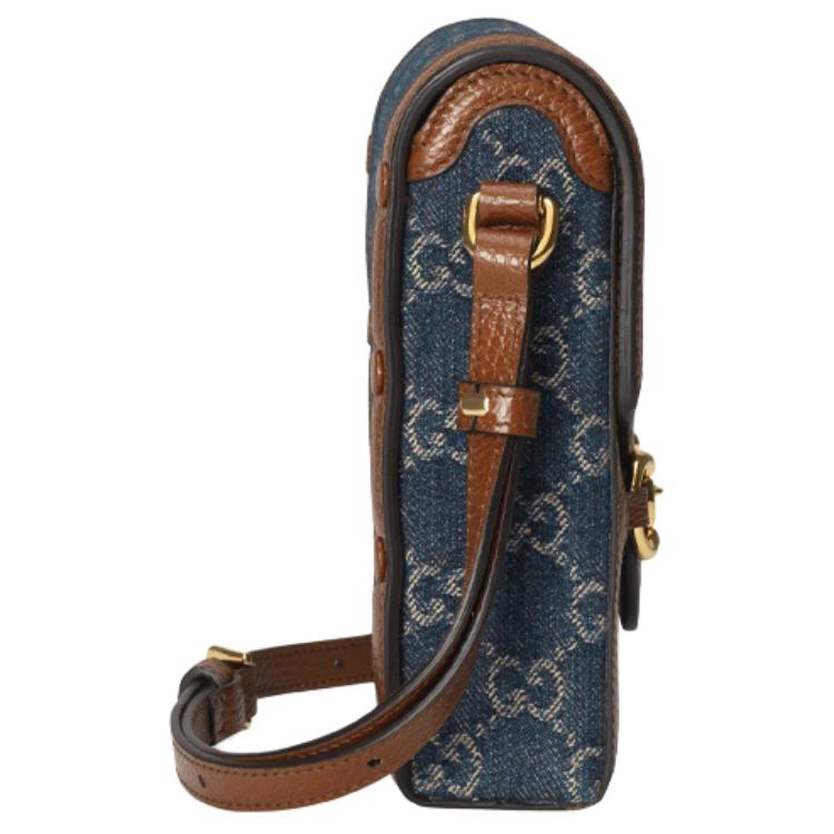 сумка Gucci Horsebit 1955 (сине-коричневая) — фото 4
