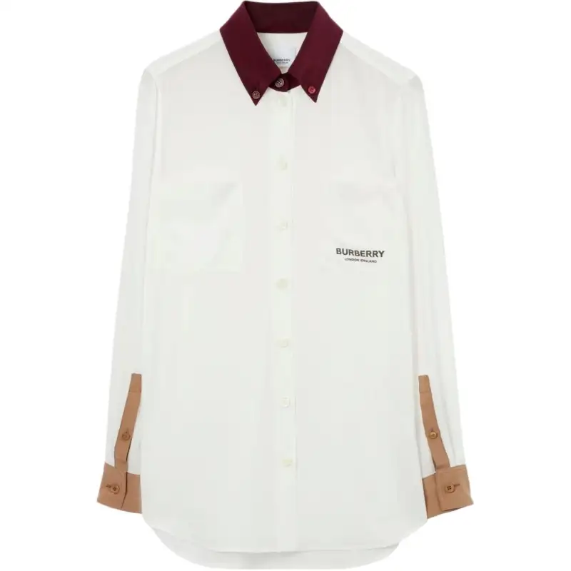 Burberry Contrast-panel Silk Shirt