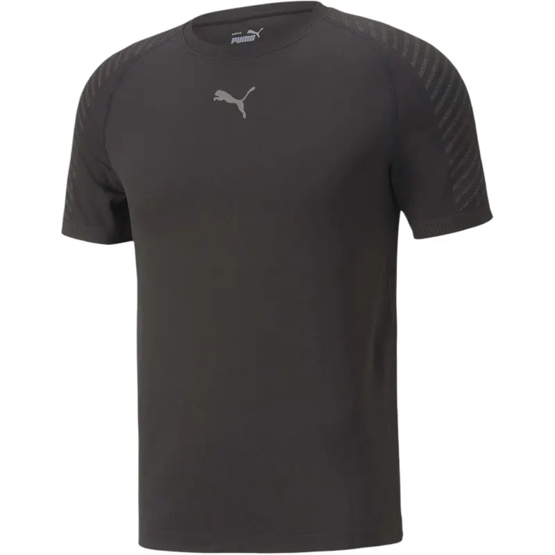 PUMA T Shirts Men's Black Crew Neck Moderate Straight Fit