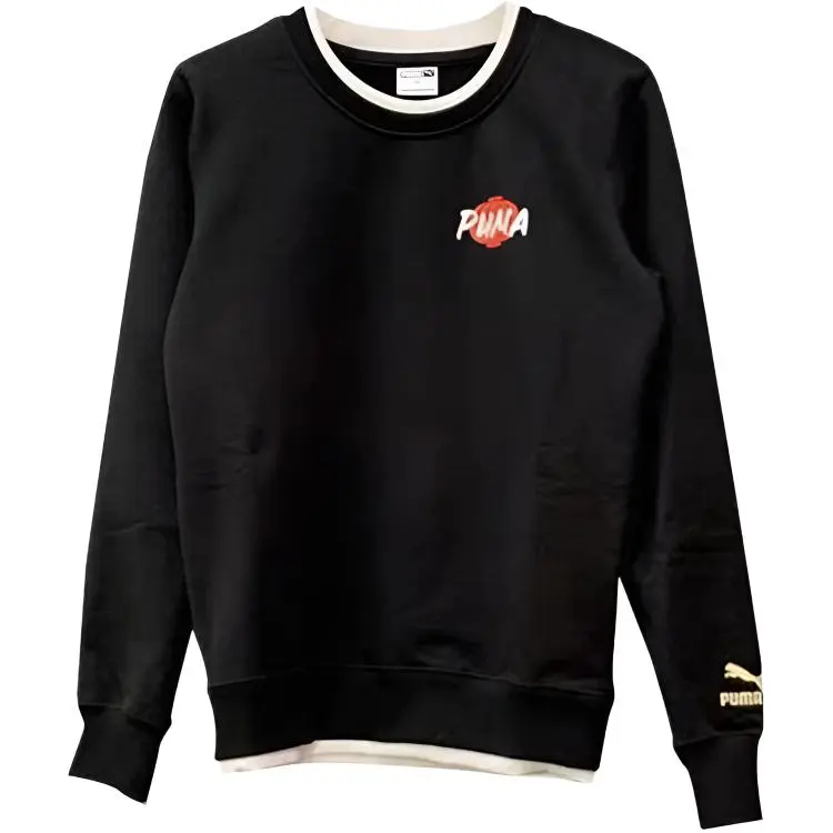 PUMA Sweatshirts Men's Black Crew Neck Moderate Regular