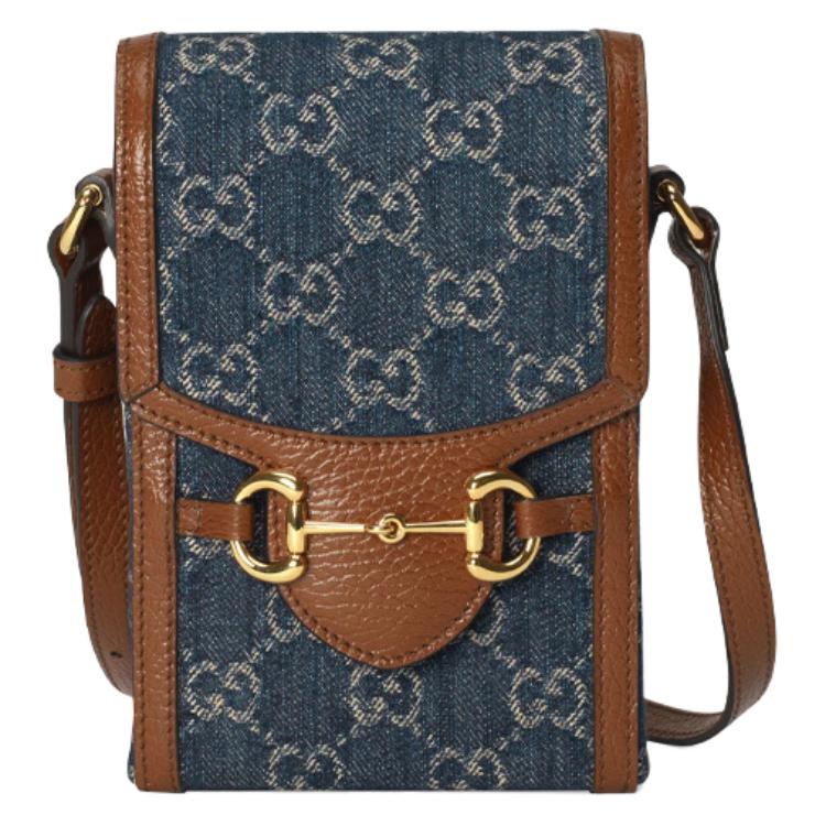 сумка Gucci Horsebit 1955 (сине-коричневая)