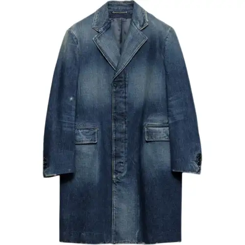 PRADA Denim Jackets Men's Blue Lapel Moderate