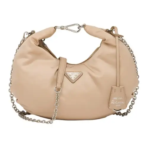 PRADA Nylon Fabric Crossbody Handbag Women's Cameo Brown Beige