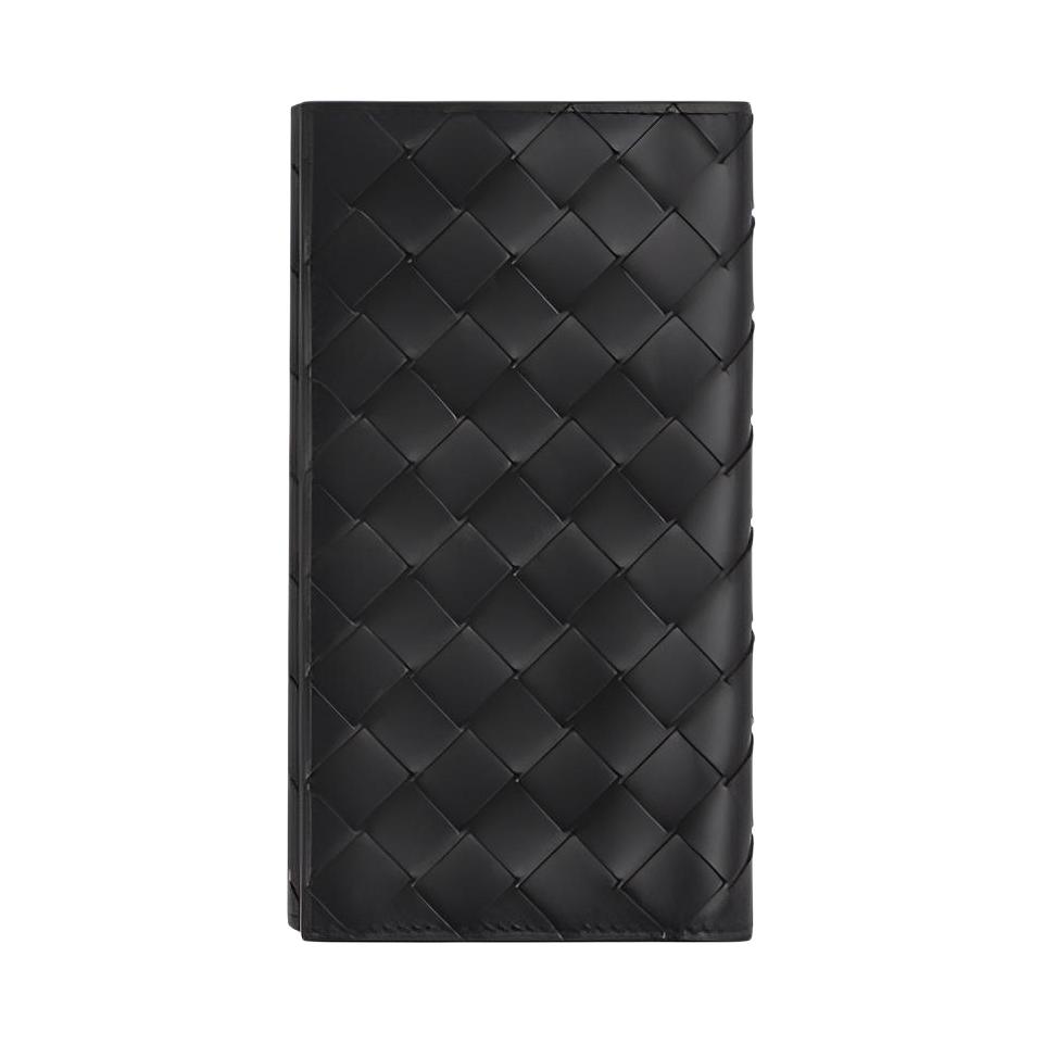 Bottega Veneta Calfskin Wallet Women's Black & Papaya