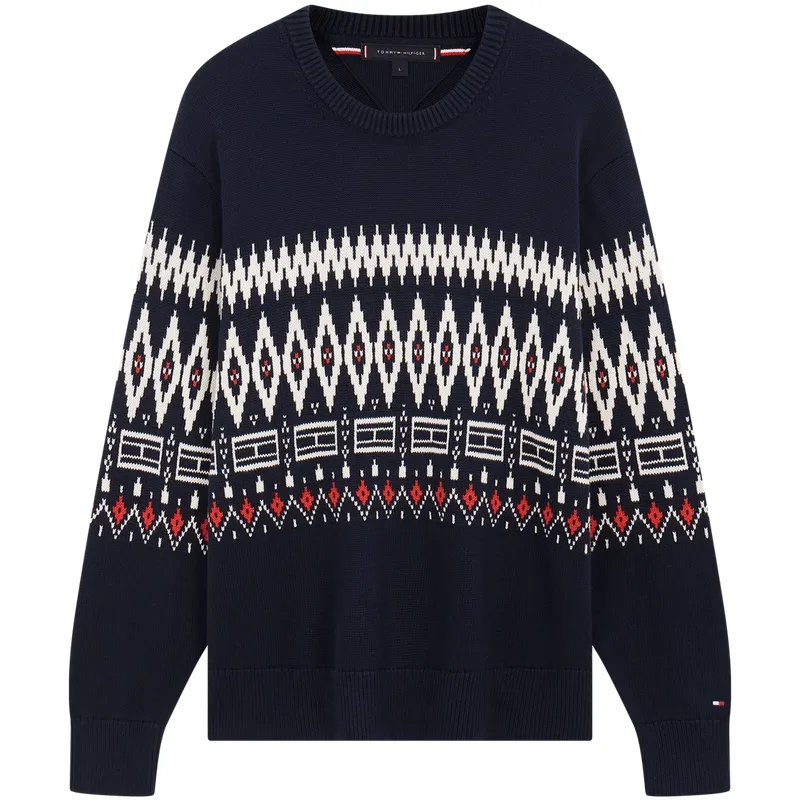 Tommy Hilfiger Knitwear Men's Navy Blue Print 0A4 Crew Neck Moderate Other