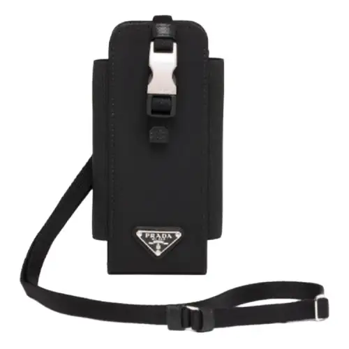 PRADA Re Nylon Fabric Cell Phone Pouch Women's Black