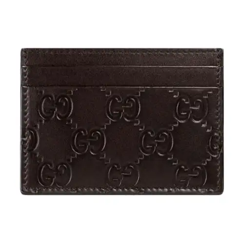 GUCCI Cow Leather Card Holder Card Holder Unisex Brown