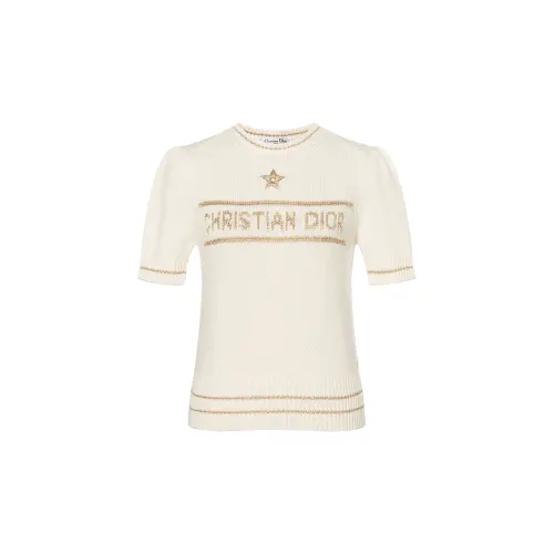 DIOR Logo Intarsia Short Sleeve Knit Sweater