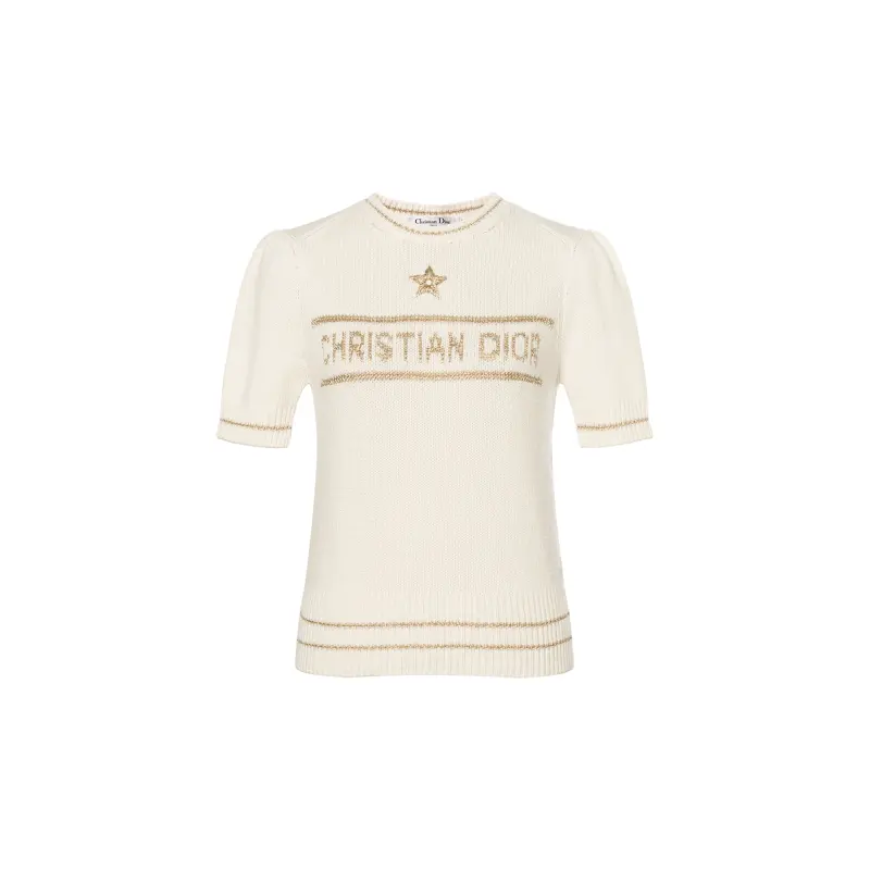DIOR Logo Intarsia Short Sleeve Knit Sweater