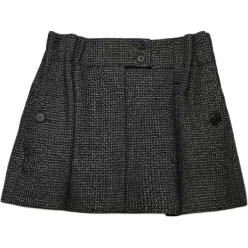 Prada check-pattern wool mini skirt
