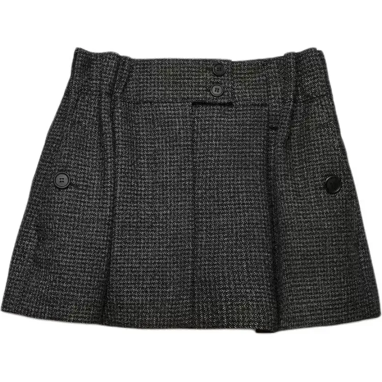 Prada check-pattern wool mini skirt