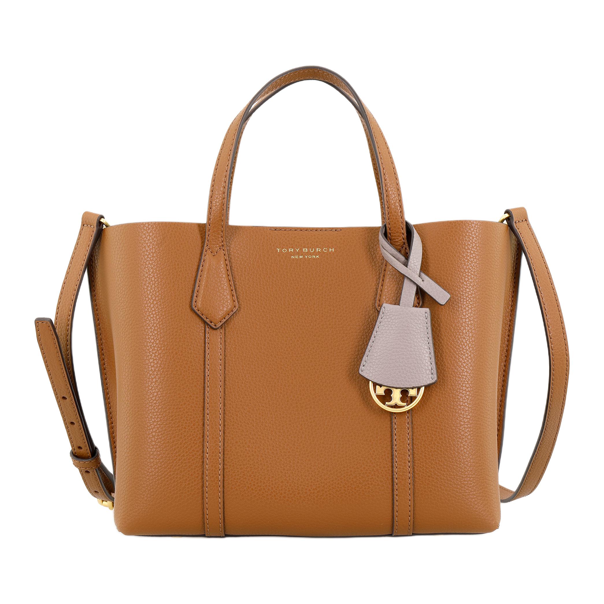 TORY BURCH Perry Leather Tote Bag, Shopping Bag, Handbag, Shoulder Bag, Crossbody Bag Small Women's Brown