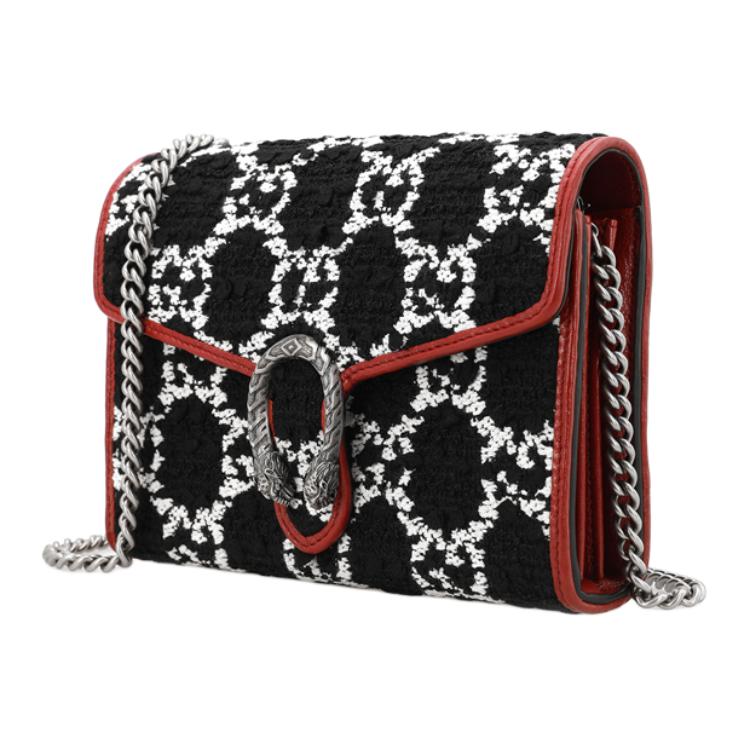 Женская сумка Gucci Dionysus Logo (черно-красная) — фото 4