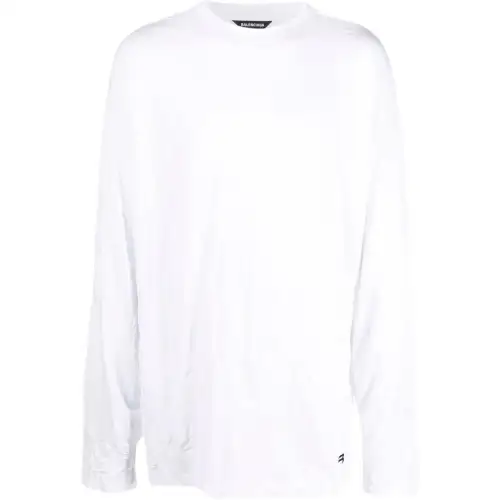 Balenciaga T Shirts Men's White Crew Neck Moderate Straight Fit