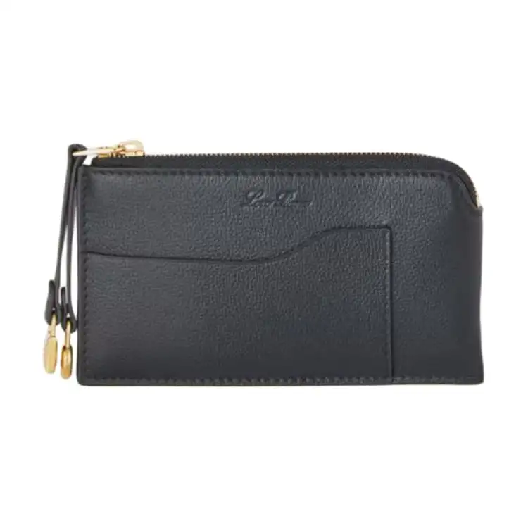 Loro Piana Grain Calfskin Card Holder Women's Black