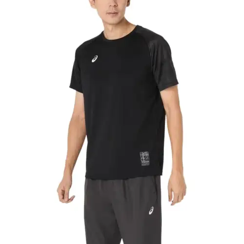 ASICS T Shirts Unisex Black Crew Neck