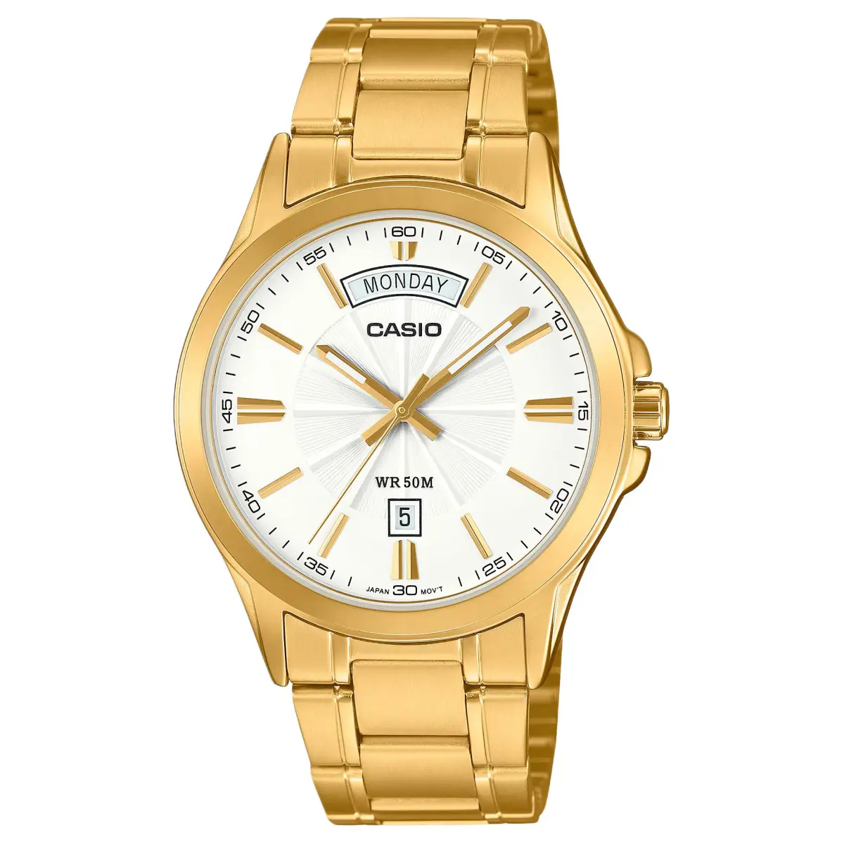 CASIO G SHOCK Quartz Movement Stainless Steel Ion Plated Strap Watch Unisex White Dial