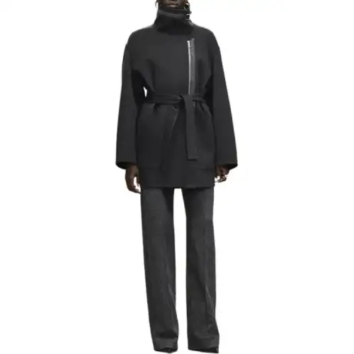 HERMES Coats Women's Volcanic Ash Moderate Straight Fit