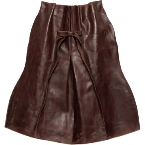 Prada leather midi skirt
