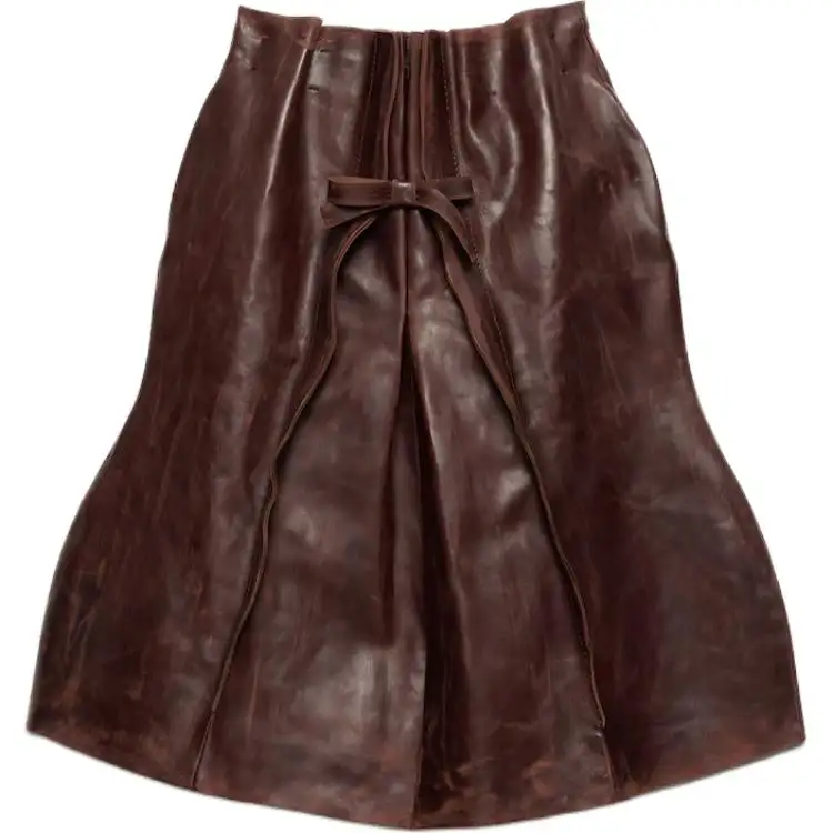 Prada leather midi skirt