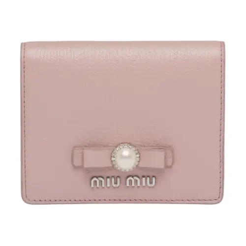 MIU MIU Sheepskin Wallet Women's Pink