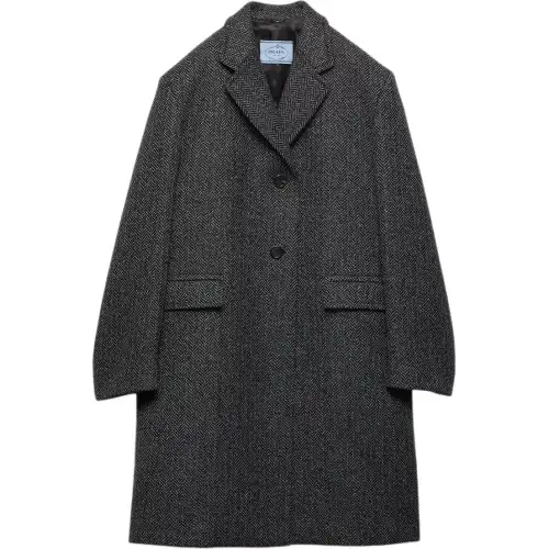 Prada herringbone notched-lapel coat