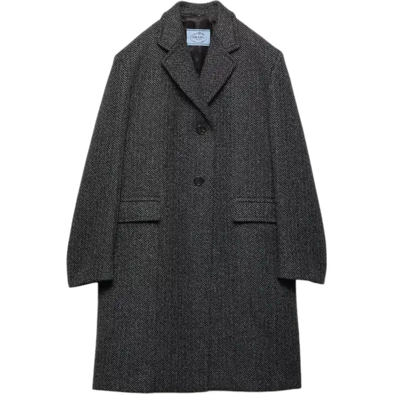 Prada herringbone notched-lapel coat