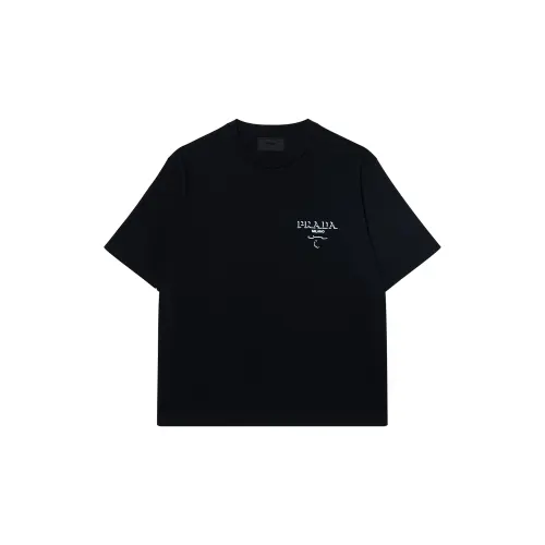 PRADA T Shirts Men's Black Crew Neck Moderate Straight Fit