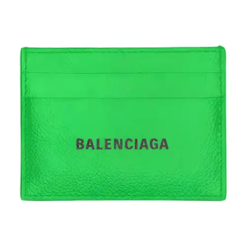 Balenciaga Cash Letter Print Cow Leather Card Holder Card Holder Men's Green