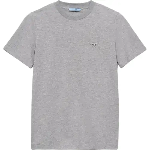 PRADA T Shirts Women's Gray Crew Neck Moderate Straight Fit