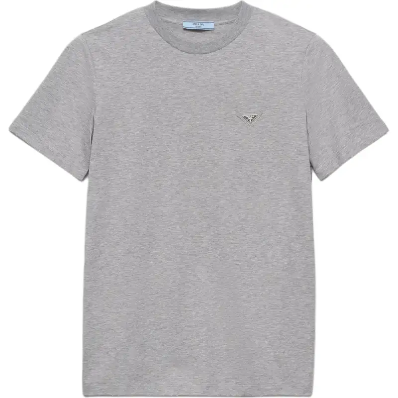 PRADA T Shirts Women's Gray Crew Neck Moderate Straight Fit