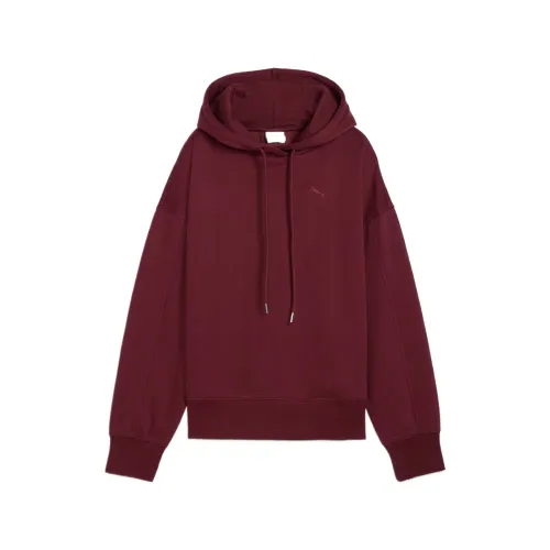 PUMA Hoodie Sweatshirts Women's Burgundy Hooded Moderate