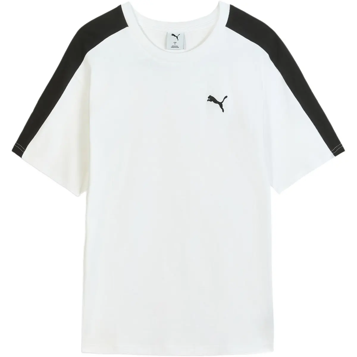 PUMA T7 T-Shirts Men's White Crew Neck Moderate Straight Fit