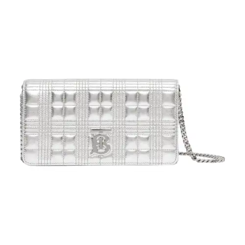 Burberry Lola Bag Quilting Lambskin Shoulder Bag, Crossbody Bag, Wallet Women's Silver