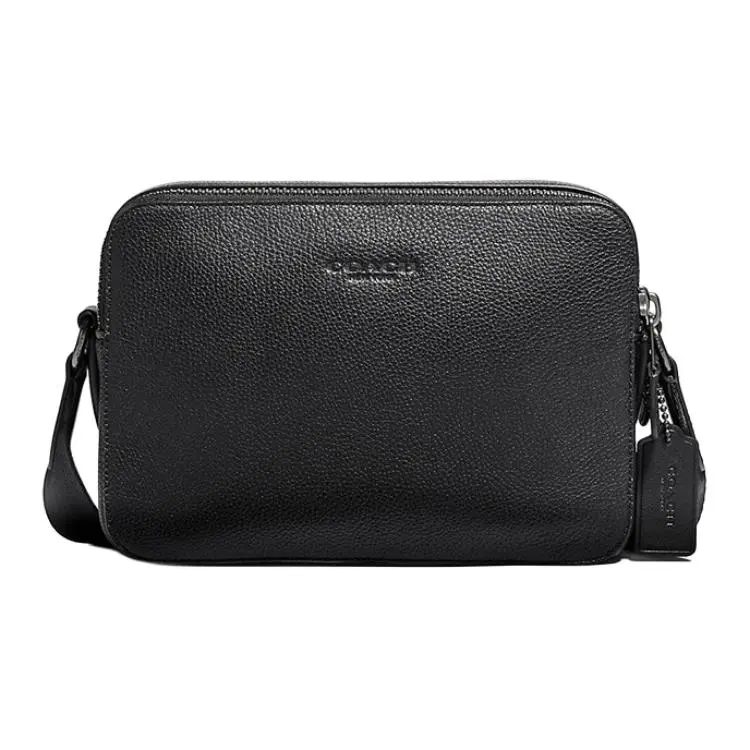 COACH Charter Cow Leather Shoulder Bag, Crossbody Bag Medium Unisex Black Copper/Black