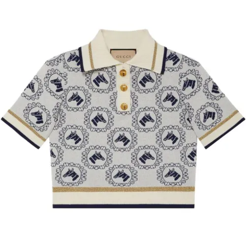 Gucci Equestrian-jacquard polo top