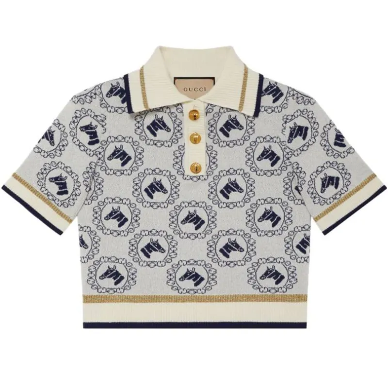 Gucci Equestrian-jacquard polo top