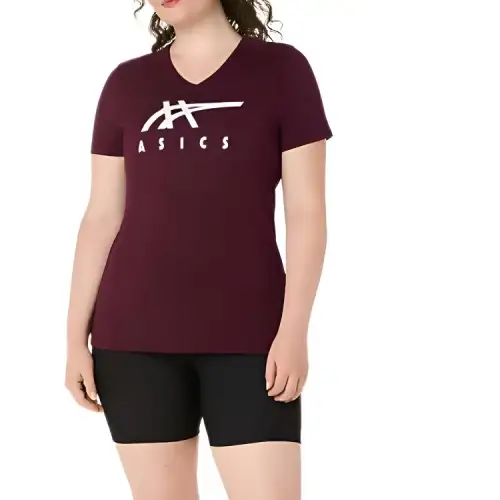 ASICS Women's T Shirts Women's Red V Neck Moderate