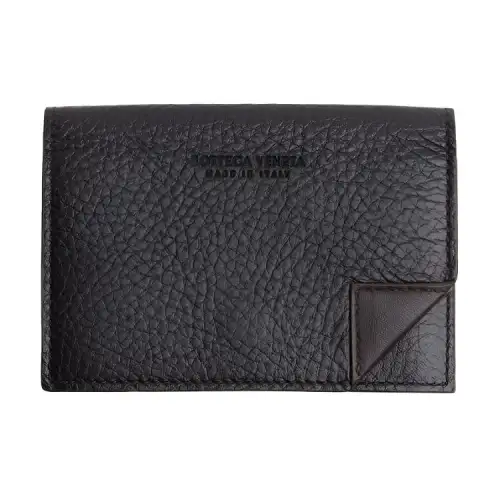 Bottega Veneta Grain Cow Leather Card Holder Men's Dark Black
