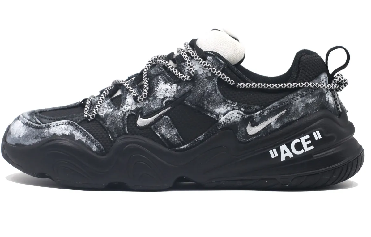 Nike Tech Hera Cushioning Abrasion Resistant Breathable Low top Casual Shoes Unisex Black White