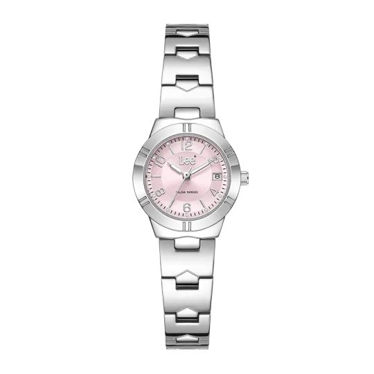 Lee Shiny Colors Collection Wrist Watches Quartz Movement Steel Strap Pink Watch Dial Women's Watch