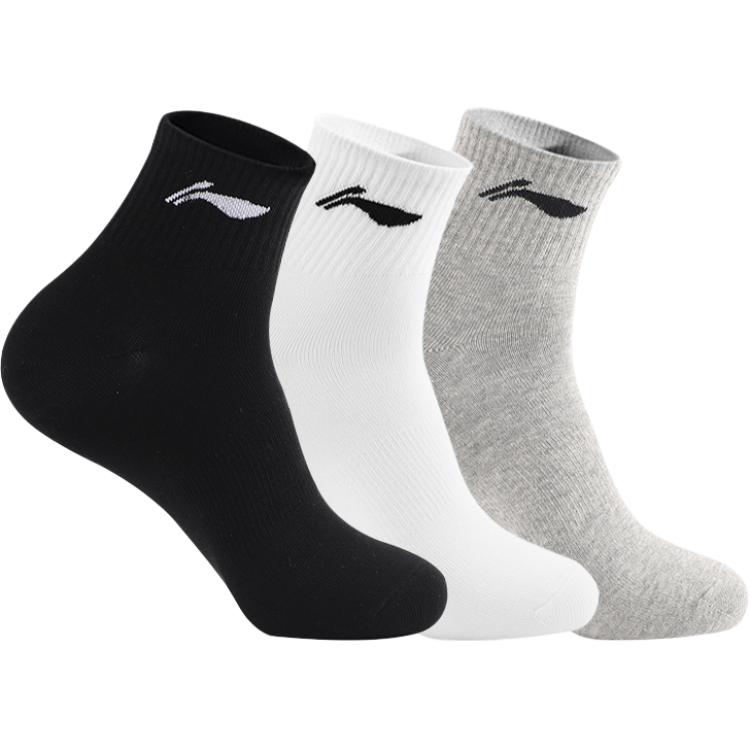 Li Ning Crew Socks Men’s Black/Gray/White